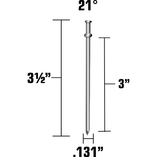 Metabo HPT 50312-16D  3-1/2" x 0.131" (16D) 21 Degree Smooth Shank Full Round Head Bright Basic Plastic Strip Collated Duplex Nails - 2000 per Package Image 1
