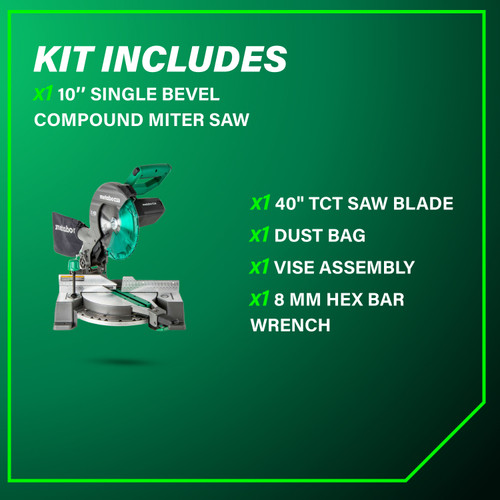 Metabo HPT C10FCG2  10" Single Bevel Compound Miter Saw with 15 Amp Motor Image 2