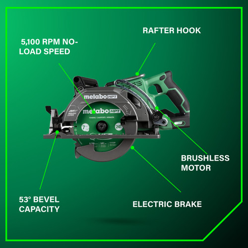 Metabo HPT C3607DWA  36V MultiVolt 7-1/4 Inch Rear Handle Circular Saw Image 3