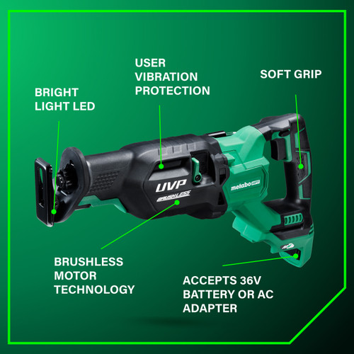 Metabo HPT CR36DAQ4  36V MultiVolt Cordless Reciprocating Saw (Tool Body Only) Image 3