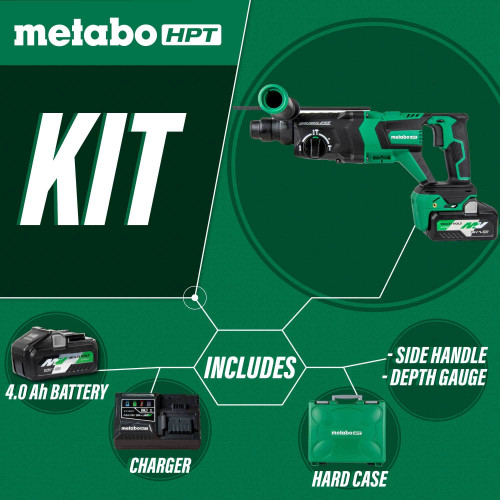 Metabo HPT DH3628DD  36V MultiVolt Brushless 1-1/8" SDS Plus D-Handle Rotary Hammer Image 2