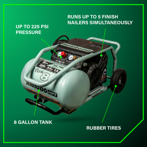 Metabo HPT EC1315S  The TANK 8-Gallon Trolley Air Compressor Image 2