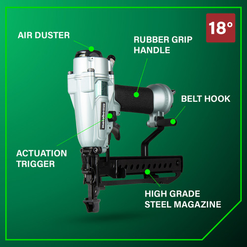 Metabo HPT N3804A5  18 Gauge 1/4" Narrow Crown PRO Finish Stapler for 1/2" to 1-1/2" Length Staples Image 2