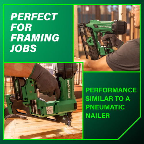 Metabo HPT NR1890DRA  18V MultiVolt Cordless 21° 3-1/2" Plastic Strip Framing Nailer Image 2
