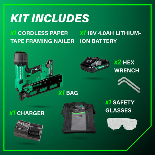 Metabo HPT NR1890DRA  18V MultiVolt Cordless 21° 3-1/2" Plastic Strip Framing Nailer Image 3
