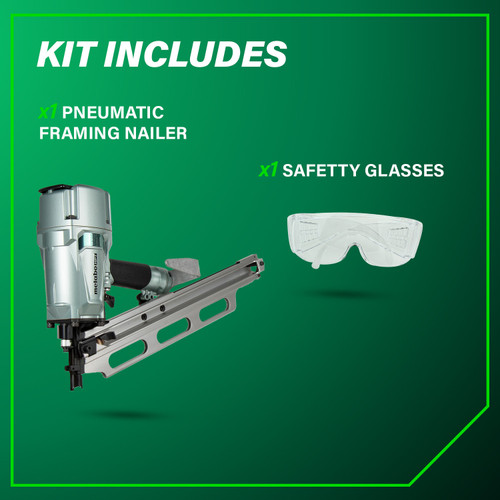 Metabo HPT NR83A5Y  21 Degree 3-1/4" Plastic Collated Framing Nailer with Depth Adjustment and Aluminum Magazine Image 4