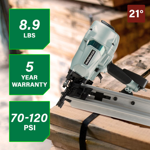 Metabo HPT NR90AC5  21 Degree 3-1/2 Inch Plastic Collated Framing Nailer Image 1