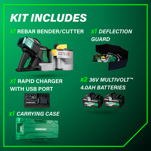 Metabo HPT VB3616DA  36V MultiVolt Brushless Rebar Bender and Cutter with (2) 4.0Ah Batteries Image 4