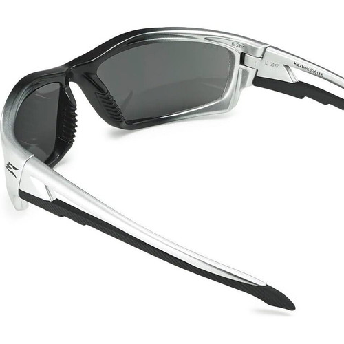 Edge Eyewear SK116  Kazbek Safety Glasses Silver and Black Frames with Smoke Lens Image 1