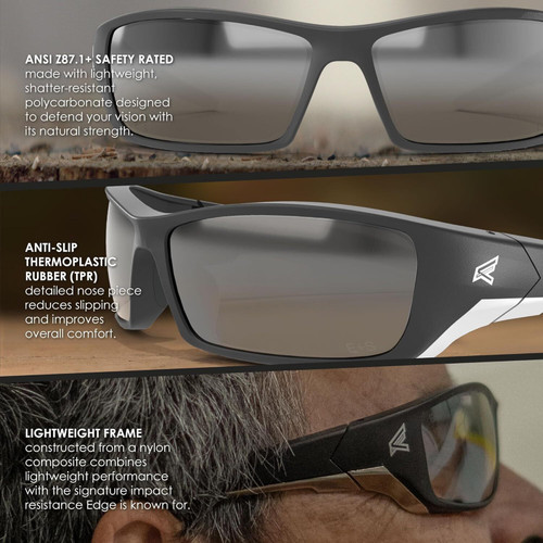 Edge Eyewear SR111AR  Reclus Safety Glasses Black Frames with Anti-Reflective Clear Lens Image 5