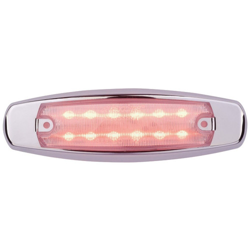 Maxxima M20332RCL  6" Clear Lens Red Clearance Marker Light "Peterbilt Style" Stainless Steel Bezel 12 LED's Image 0