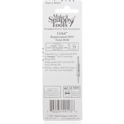 Make It Snappy 49113  Drillbit 13/64"(Replacement For 45113 Hing Image 2