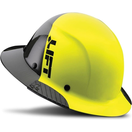 Lift Safety HDF50C-19HC  Dax Fifty/50 Carbon Fiber Hard Hat Full Brim Style with Brim Grip - Yellow and Black Image 0