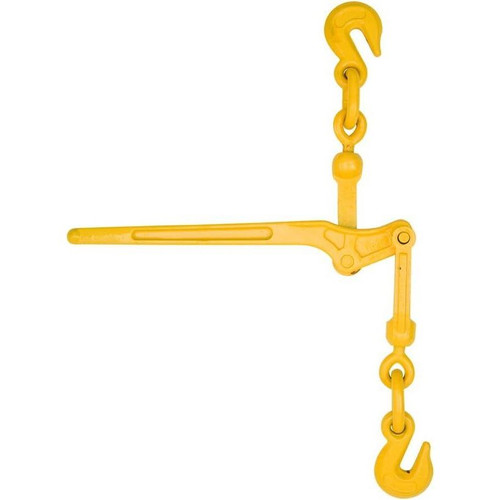 KingChain 100730  Lever Type Load Binder with 360° Swivel Grab Hooks for 5/16-inch to 3/8-inch Grade 70 Transport Chain, Yellow Finish Image 0