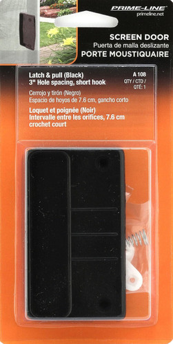 Prime-Line A-108  Black Plastic Screen Door Latch and Pull with Security Lock, for Anjac Doors Image 1