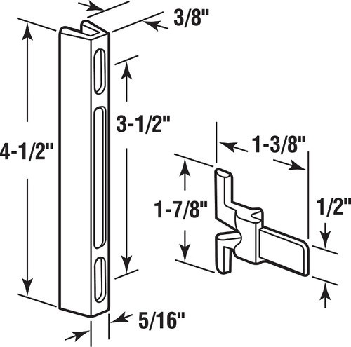 Prime-Line A-140  Aluminum Screen Door Latch and Strike, for International Window Company Image 1