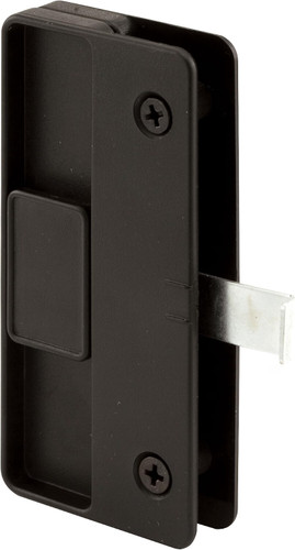 Prime-Line A-177  Sliding Screen Door Latch and Pull, 3 in. Hole Center, Black Plastic with Steel Latch, Mortise Install Image 0