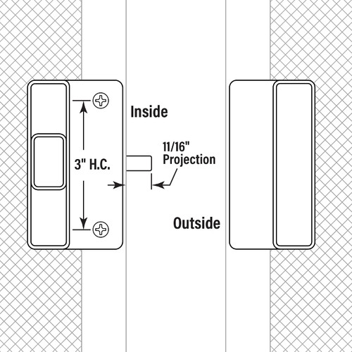 Prime-Line A-177  Sliding Screen Door Latch and Pull, 3 in. Hole Center, Black Plastic with Steel Latch, Mortise Install Image 3