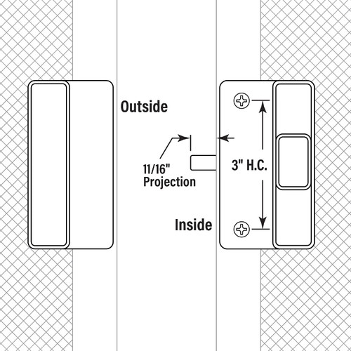 Prime-Line A-177  Sliding Screen Door Latch and Pull, 3 in. Hole Center, Black Plastic with Steel Latch, Mortise Install Image 4