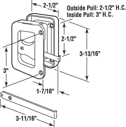 Prime-Line A-187  Black Plastic Hat Section Screen Door Handle and Latch Image 1