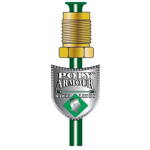 AGS Company PAA-R340  8" x 3/16" Poly-Armour PVF Coated Adapter Brake Line - 3/8-24 SAE Inverted to 7/16-24 SAE Inverted Red Nut Image 2