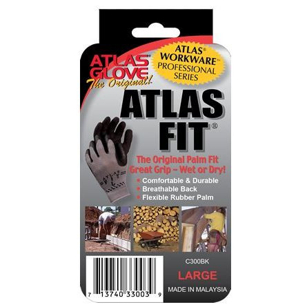Showa Atlas 300BM-08 Black Natural Rubber Latex Palm with Polyester/Cotton Liner Super Grip Gloves - Medium Image 1