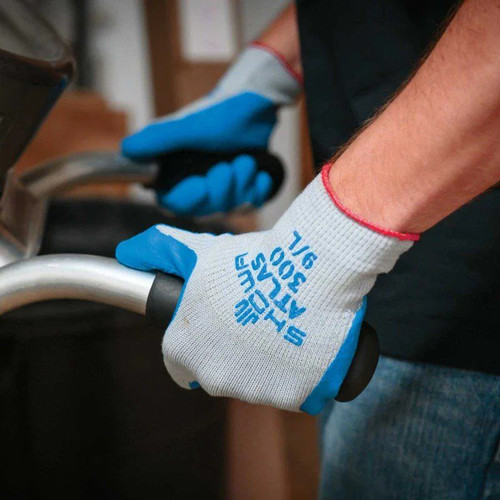 Showa Atlas 300M-08 Natural Rubber Latex Palm with Polyester/Cotton Liner Super Grip Gloves - Medium Image 3