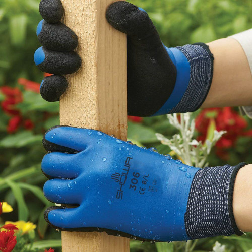 Showa 306M-07  Breathable and Water Repellant Fully Coated Dual Latex Grip Gloves  - Medium Image 4