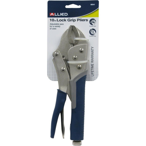 Allied Int 90541  10" Lock Grip Curved Jaw Pliers with Cutter Image 1