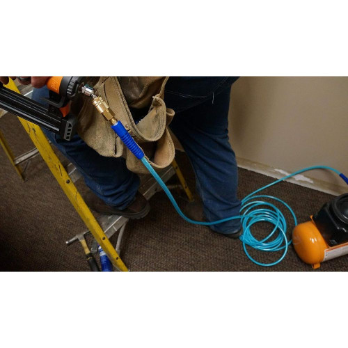 Amflo 12-50E  1/4" x 50' Blue Poly 300 psi Air Hose with 1/4" MNPT Fittings Image 3
