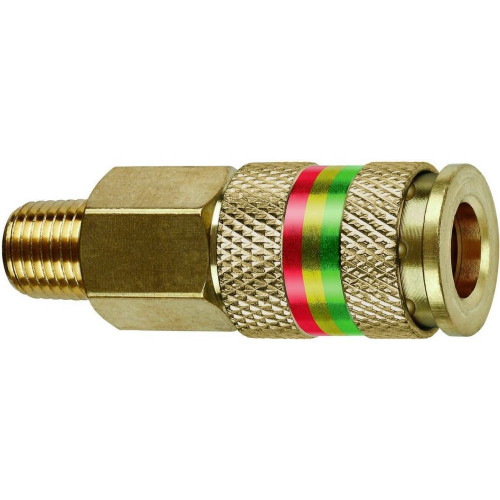 Tru-Flate 13-512  1/4" x 1/4" MNPT Brass Combo Coupler Image 0 Tru-Flate 13-512  1/4" x 1/4" MNPT Brass Combo Coupler Image 0