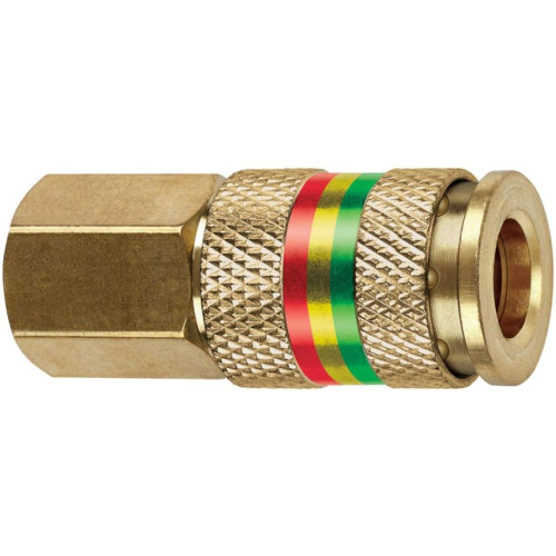 Tru-Flate 13-514  1/4" x 1/4" FNPT Brass Combo Coupler Image 0