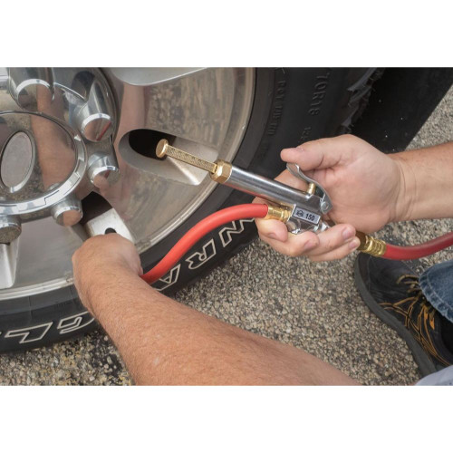 Amflo 150  12" Bayonet Style Inflator Gauge with Straight-On Tapered Chuck - 10 to 90 PSI Image 1