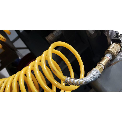 Amflo 4-25E  1/4" x 25' Nylon Recoil Air Hose with 1/4" Swivel Fittings - Yellow Image 1