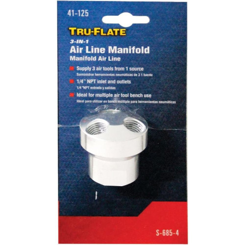 Tru-Flate 41-125  1/4" FNPT 3-Way Manifold Image 1