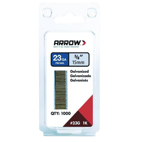 Arrow Fastener  23G15-1K  5/8 Inch 23 Gauge Galvanized Pin Nail - 1000 Pack Image 0