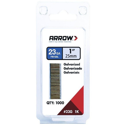 Arrow Fastener  23G25-1K  1 Inch 23 Gauge Galvanized Pin Nail - 1000 Pack Image 0
