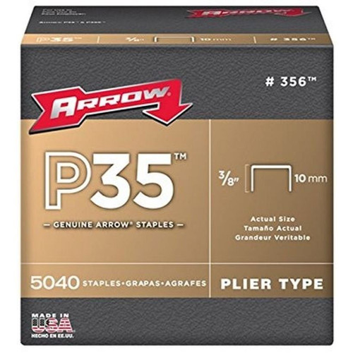 Arrow Fastener 356 3/8" Leg Flat Crown Staples for P35 Plier Type Stapler 5040 per Package Image 3