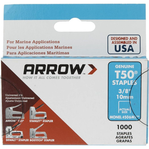Arrow Fastener 506M1  T50 3/8" Heavy Duty Monel Staples 1000 per Package Image 0