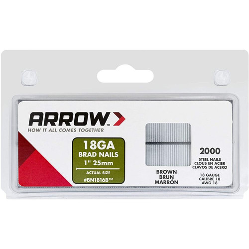 Arrow Fastener  BN1816BCS  1-Inch 18 Gauge Brad Nail With Brown Head - 2000 Pack Image 0
