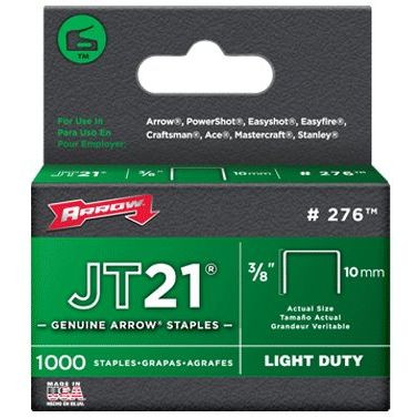 Arrow Fastener 276  JT21 3/8" Flat Crown Light Duty Staples 1000 per Package Image 0