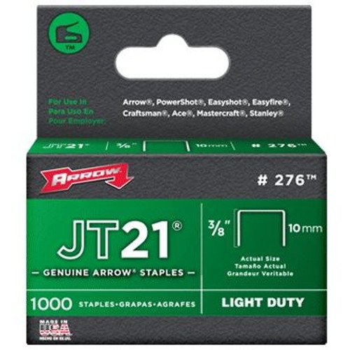 Arrow Fastener 276  JT21 3/8" Flat Crown Light Duty Staples 1000 per Package Image 0