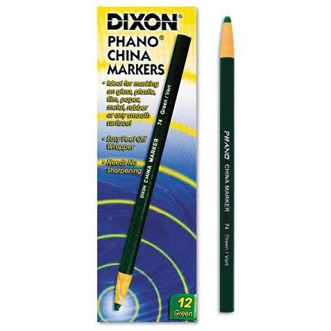 Dixon 00074  Phano Peel-Off China Marker - Green - 12 per Package Image 1
