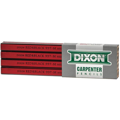 Dixon 19972  7" Medium Industrial Red and Black Carpenter Pencils - 12 per Package Image 0