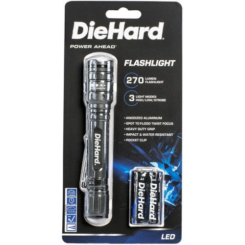 DieHard 41-6647  Twist Focus Aluminum 270 Lumen 2AA LED Flashlight Image 4