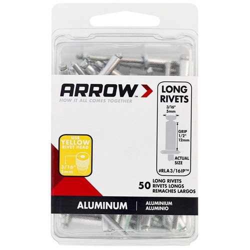 Arrow Fastener RLA3/16IP  3/16" x 1/2" Long Aluminum Rivet 50 per Package Image 0