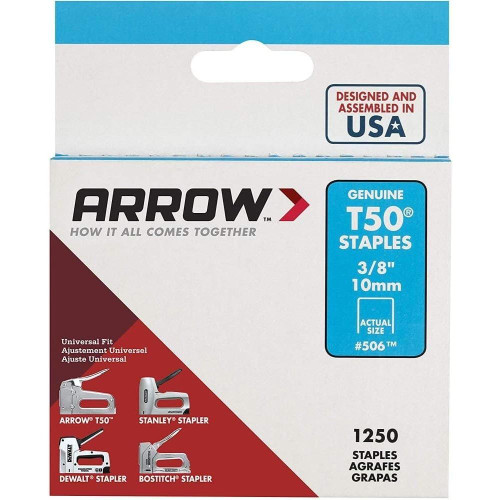 Arrow Fastener 506  T50 3/8" Heavy Duty Steel Staples 1250 per Package Image 4
