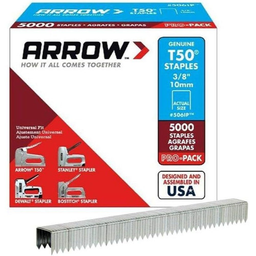 Arrow Fastener 506IP  T50 3/8" Heavy Duty Steel Staples 5000 per Package Image 0