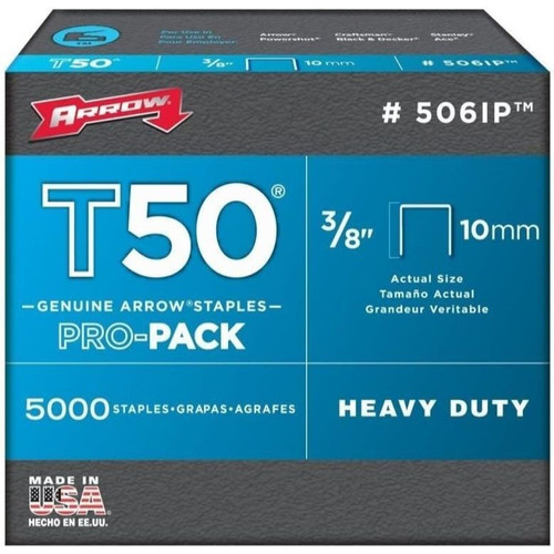 Arrow Fastener 506IP  T50 3/8" Heavy Duty Steel Staples 5000 per Package Image 3