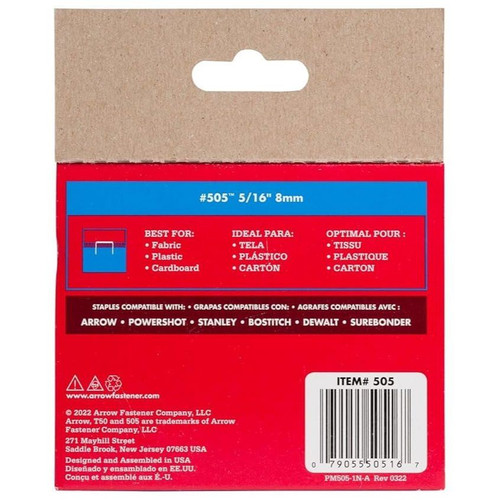 Arrow Fastener 505  T50 5/16" Heavy Duty Steel Staples 1250 per Package Image 1